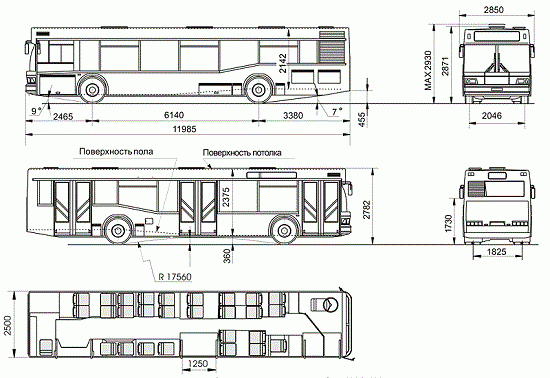 автобус маз 103 размеры